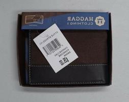Men's Haggar Bifold Billfold Leather/Canvas Passcase Wallet 
