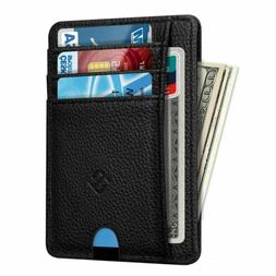 Mens RFID Blocking Leather Slim Wallet Money Clip Credit Car